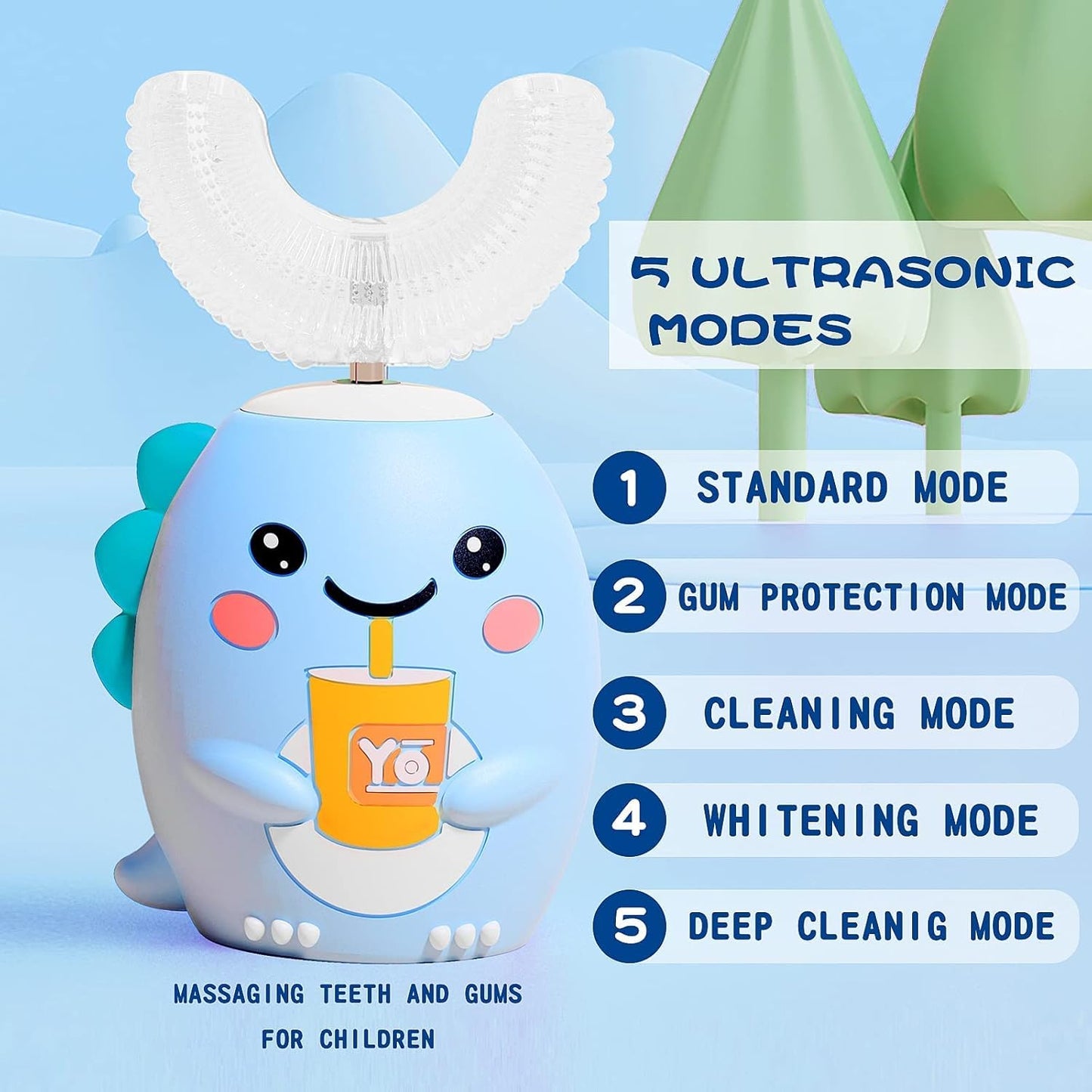 PearlyPals™ Kids' 360° U-Shaped Sonic Toothbrush
